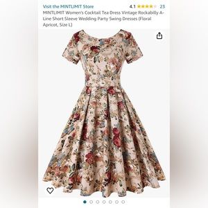 MINTLIMIT Women's Cocktail Tea Dress Vintage Rockabilly A-Line Short Sleeve